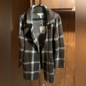 Brown Plaid Women's Cardigan